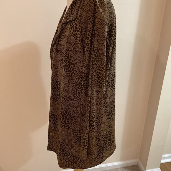 JM Collection Ladies 2 Piece Tank & Shirt Set Size Large Leopard Stretch Sparkle - Picture 4 of 12